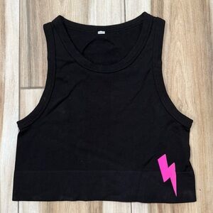 NWT Black Tank Top with Pink Lightning Bolt